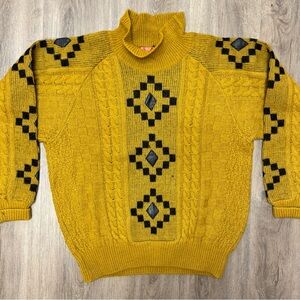 Vintage JUN Japan Southwestern‎ Chunky Knit Turtleneck Sweater